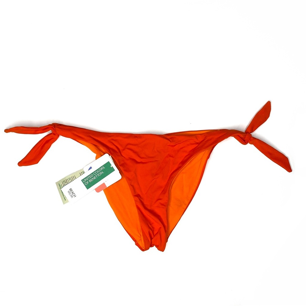 United Colors Of Benetton Solid Orange Tie Waist Bikini Bottoms NWT